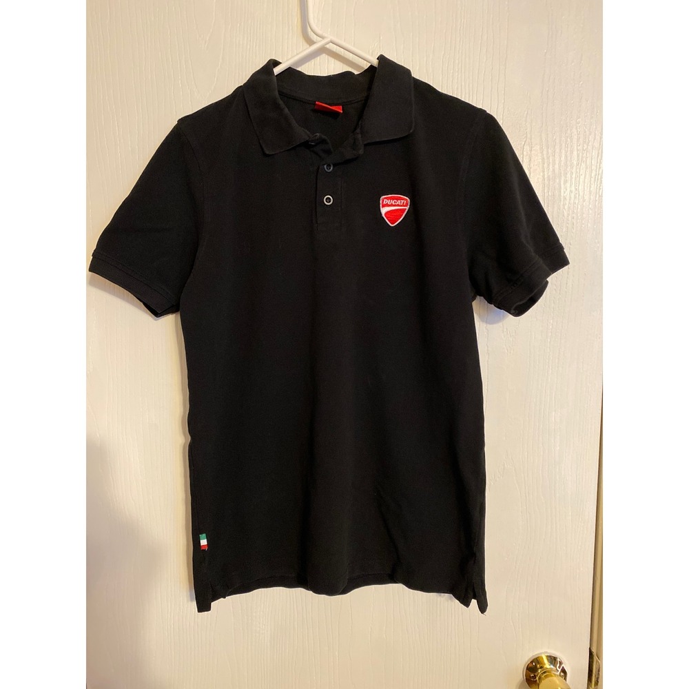 Ducati Corse Mens Black Short Sleeve Pique Polo Shirt Italian Flag Logo S
0138
